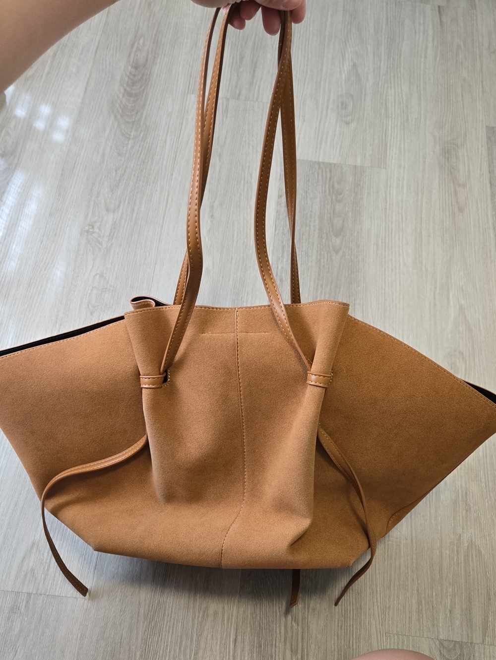 Suede Tote Bag in Tan - Women Bags